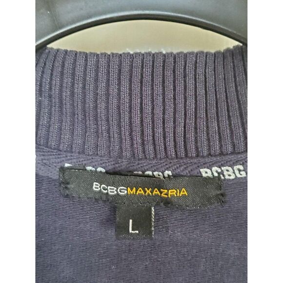 BCBGMAXAZRIA Womens Dress Navy Blue L  Full Zip Varsity Shirt Dress - Picture 3 of 9